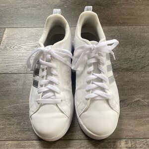 Adidas VS Advantage BB7248 Low Top Sneaker, White Silver, Women's 9.5